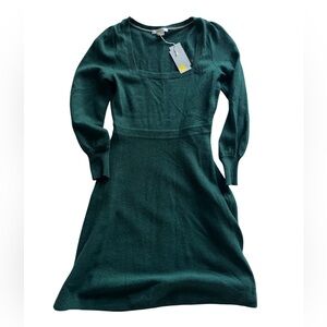 Boden Square Neck Sweater Dress Dark Green Size 6p Brand New With Tags